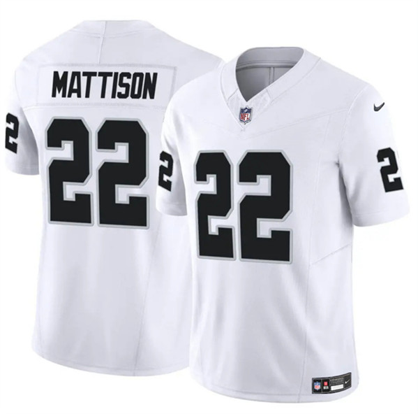 Men's Las Vegas Raiders #22 Alexander Mattison White 2024 F.U.S.E. Vapor Football Stitched Jersey