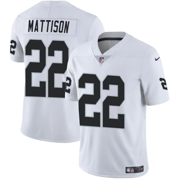 Men's Las Vegas Raiders #22 Alexander Mattison White 2024 Vapor Football Stitched Jersey