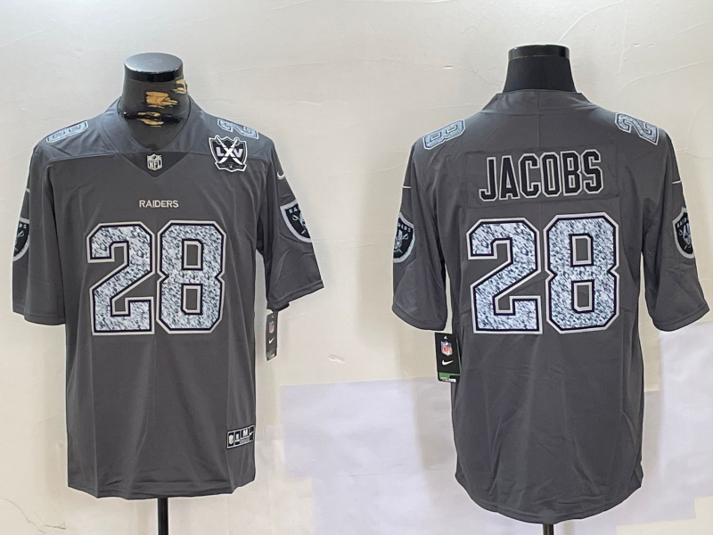 Men's Las Vegas Raiders #28 Josh Jacobs Grey Limited Stitched Jersey