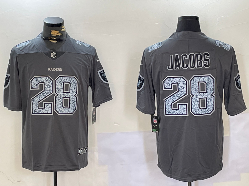 Men's Las Vegas Raiders #28 Josh Jacobs Grey Limited Stitched Jerseys