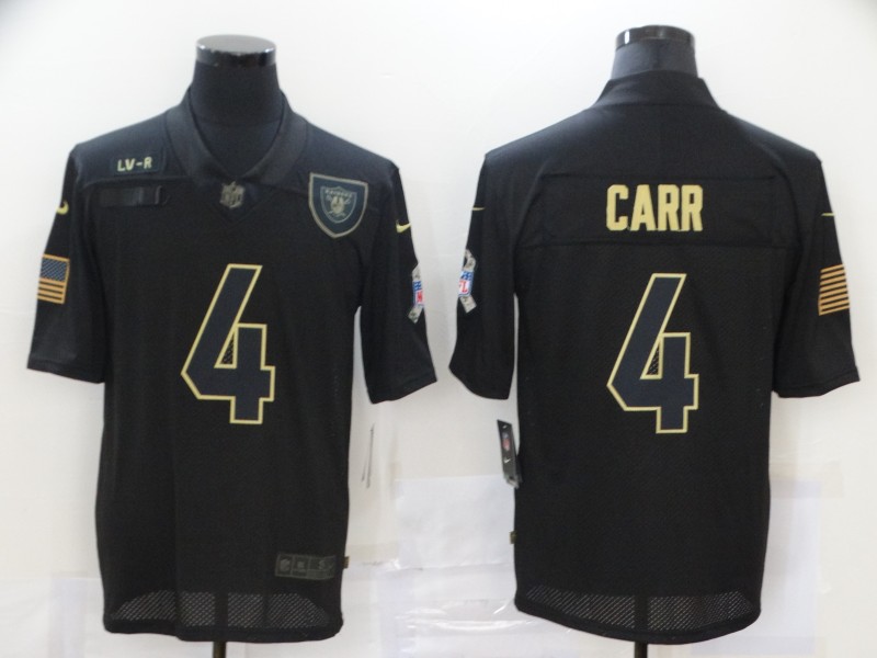 Men's Las Vegas Raiders #4 Derek Carr Black 2020 Salute To Service Stitched NFL Nike Limited Jersey