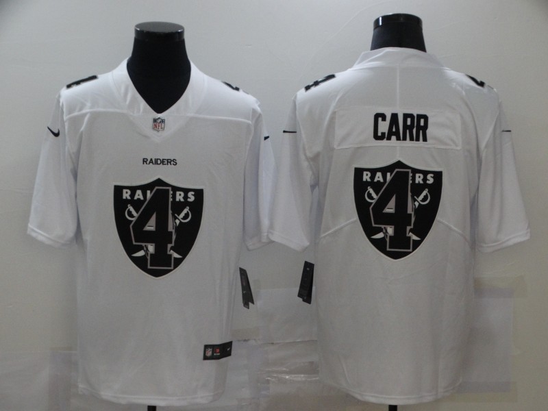 Men's Las Vegas Raiders #4 Derek Carr White 2020 Shadow Logo Vapor Untouchable Stitched NFL Nike Limited Jersey