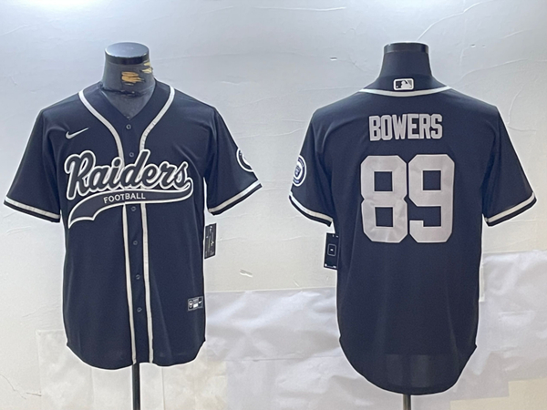 Men's Las Vegas Raiders #89 Brock Bowers Black Cool Base Baseball Stitched Jersey