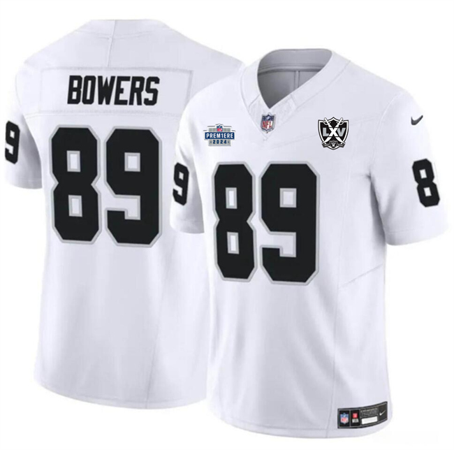 Men's Las Vegas Raiders #89 Brock Bowers White 2024 F.U.S.E 65th Anniversary Patch Vapor Stitched Football Jersey