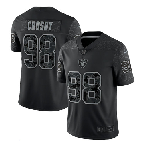 Men's Las Vegas Raiders #98 Maxx Crosby Black Reflective Limited Stitched Football Jersey