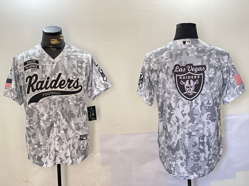 Men's Las Vegas Raiders Blank 2024 Arctic Camo Salute to Service Stitched Baseball Jerseys