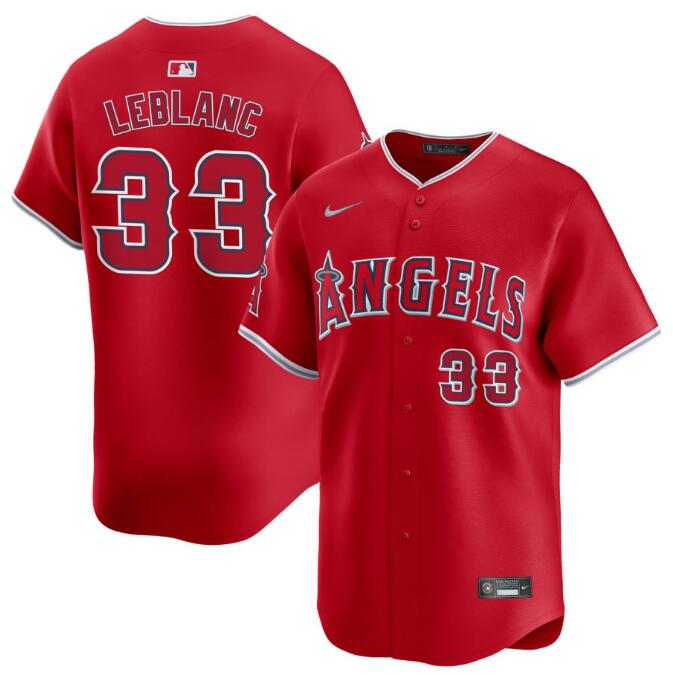 Men's Los Angeles Angels #33 Charles Leblanc Nike Red Alternate Limited Jersey