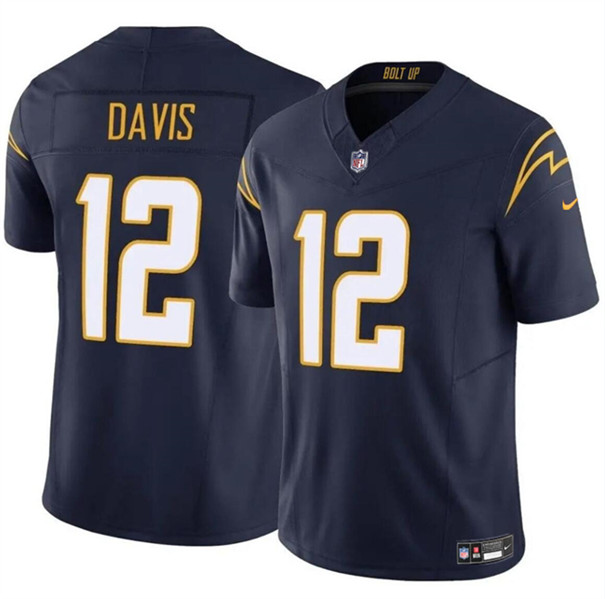 Men's Los Angeles Chargers #12 Derius Davis Navy 2024 F.U.S.E. Vapor Limited Football Stitched Jersey