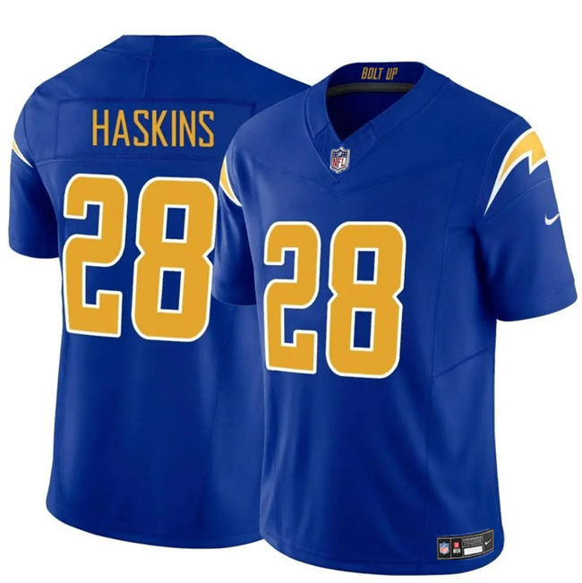 Men's Los Angeles Chargers #28 Hassan Haskins Royal 2024 F.U.S.E Vapor Limited Stitched Football Jersey