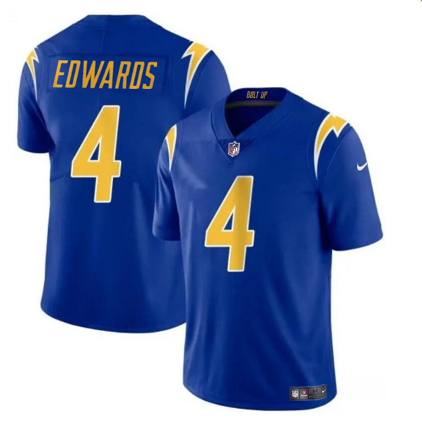 Men's Los Angeles Chargers #4 Gus Edwards Royal Vapor Limited Football Stitched Jersey