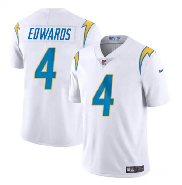 Men's Los Angeles Chargers #4 Gus Edwards White Vapor Limited Football Stitched Jersey