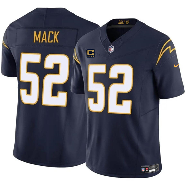 Men's Los Angeles Chargers #52 Khalil Mack Navy 2024 F.U.S.E. With 4-Star C Patch Vapor Untouchable Limited Stitched Jersey