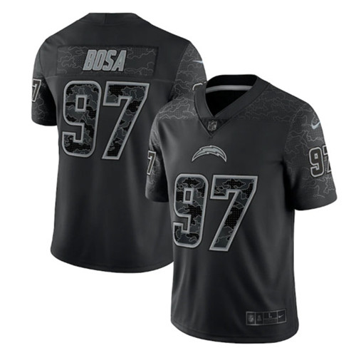 Men's Los Angeles Chargers #97 Joey Bosa Black Reflective Limited Stitched Football Jersey