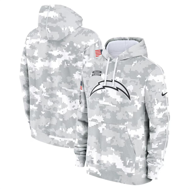 Men's Los Angeles Chargers 2024 Arctic Camo Salute To Service Club Fleece Pullover Hoodie