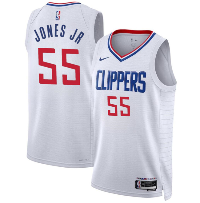 Men's Los Angeles Clippers #55 Derrick Jones Jr White Association Edition Stitched Jersey