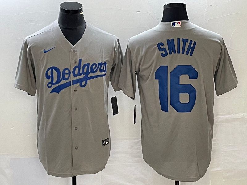 Men's Los Angeles Dodgers #16 Will Smith Grey Stitched Cool Base Nike Jersey