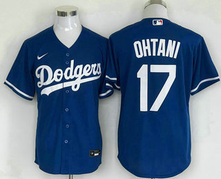 Men's Los Angeles Dodgers #17 Shohei Ohtani Blue Cool Base Stitched Jersey1