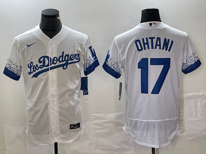 Men's Los Angeles Dodgers #17 Shohei Ohtani White 2022 City Connect Flex Base Stitched Jersey