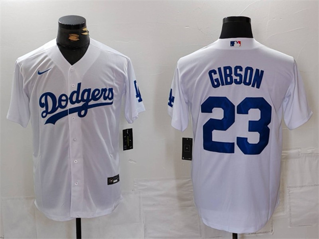 Men's Los Angeles Dodgers #23 Kirk Gibson White Cool Base Stitched Baseball Jersey