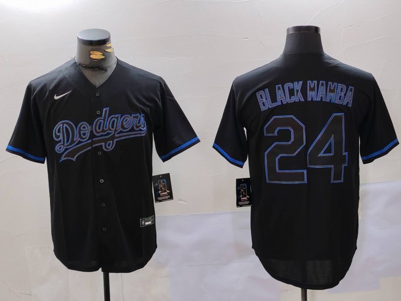 Men's Los Angeles Dodgers #24 Kobe Bryant Black Mamba Lights Out Black Fashion Stitched Cool Base Jerseys