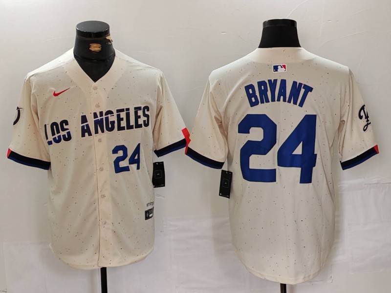 Men's Los Angeles Dodgers #24 Kobe Bryant Number Cream 2024 City Connect Limited Stitched Jerseys