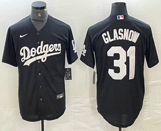 Men's Los Angeles Dodgers #31 Tyler Glasnow Black Turn Back The Clock Stitched Cool Base Jerseys