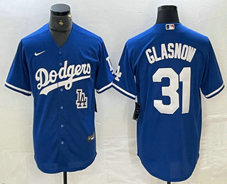 Men's Los Angeles Dodgers #31 Tyler Glasnow Blue Stitched Cool Base Nike Jerseys