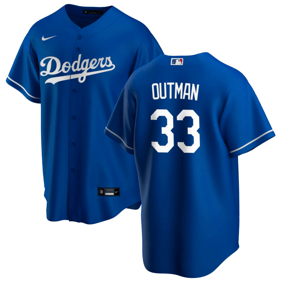 Men's Los Angeles Dodgers #33 James Outman Vargas Blue Cool Base Stitched Baseball Jersey