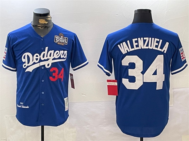 Men's Los Angeles Dodgers #34 Toro Valenzuela Royal 2024 World Series 1981 Cooperstown Stitched Baseball Jersey