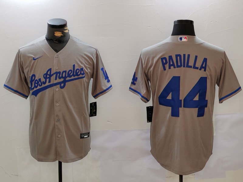 Men's Los Angeles Dodgers #44 Vicente Padilla Grey With los Cool Base Stitched Jersey