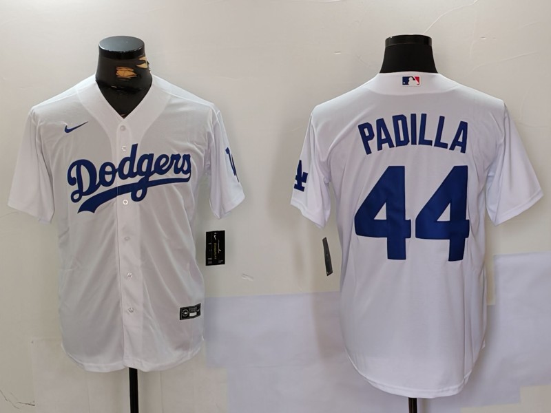 Men's Los Angeles Dodgers #44 Vicente Padilla White Cool Base Stitched Jersey