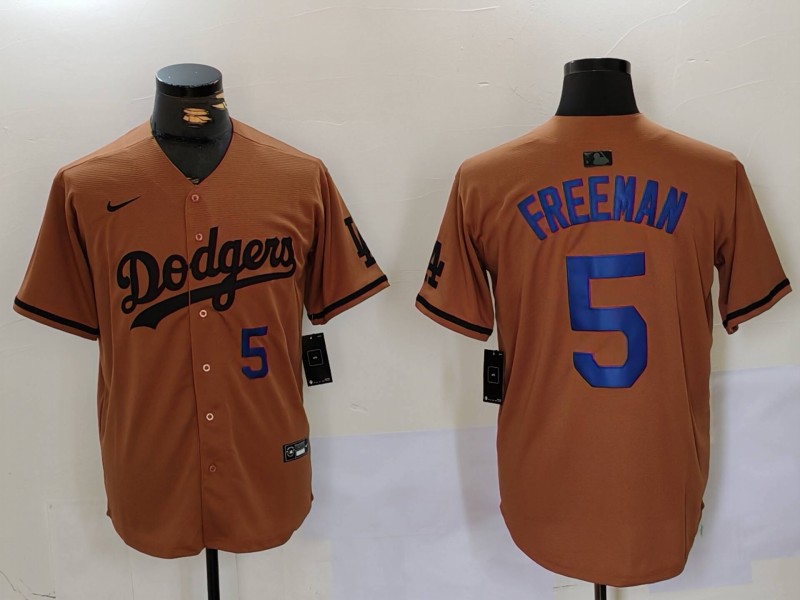 Men's Los Angeles Dodgers #5 Freddie Freeman Number Olive Cool Base Limited Stitched Jerseys