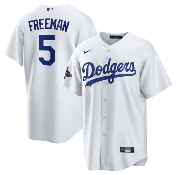 Men's Los Angeles Dodgers #5 Freddie Freeman White 2024 World Series Champions Home Stitched Baseball Jersey