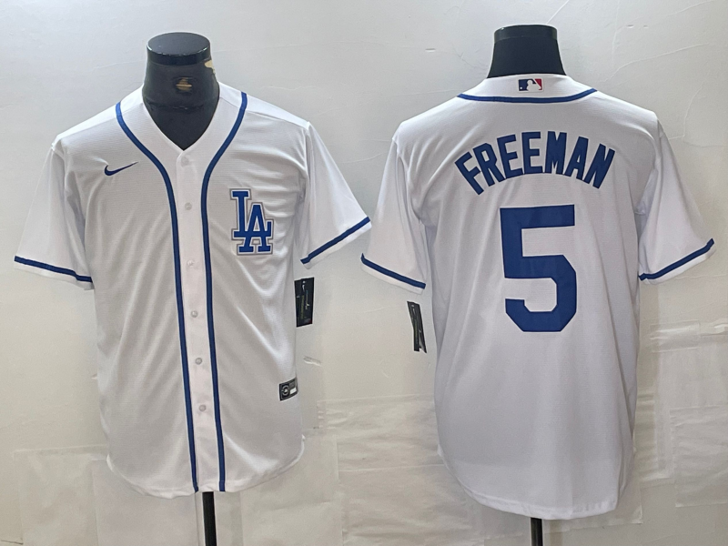 Men's Los Angeles Dodgers #5 Freddie Freeman White Cool Base Stitched Baseball Jersey2