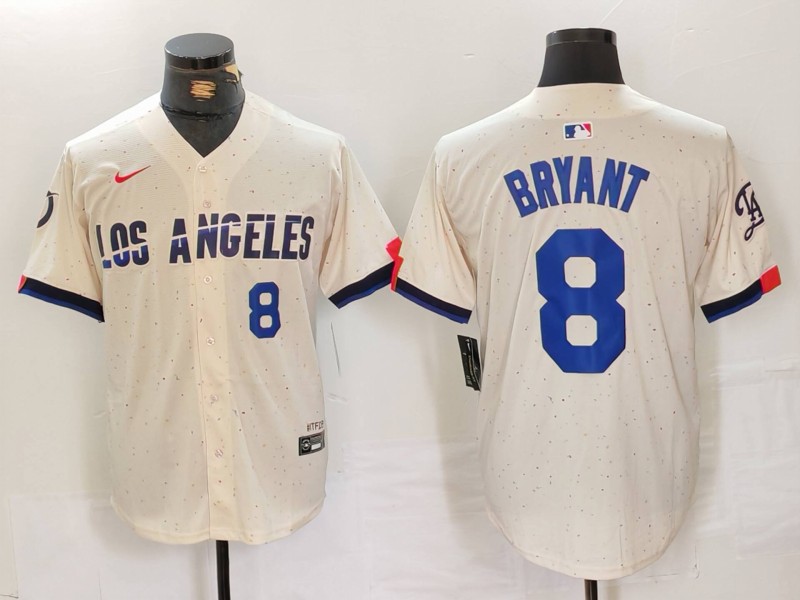 Men's Los Angeles Dodgers #8 Kobe Bryant Number Cream 2024 City Connect Limited Stitched Jersey