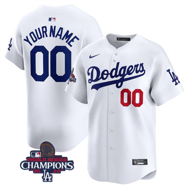 Men's Los Angeles Dodgers ACTIVE PLAYER Custom White 2024 World Series Champions Home Limited Stitched Baseball Jersey