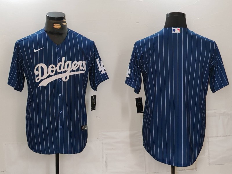 Men's Los Angeles Dodgers Blank Navy Pinstripe Stitched Cool Base Nike Jersey