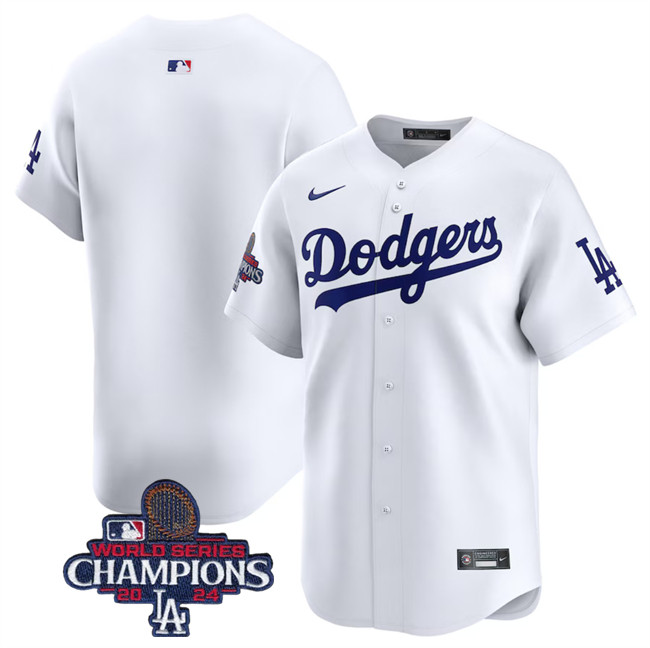 Men's Los Angeles Dodgers Blank White 2024 World Series Home Limited Stitched Baseball Jersey