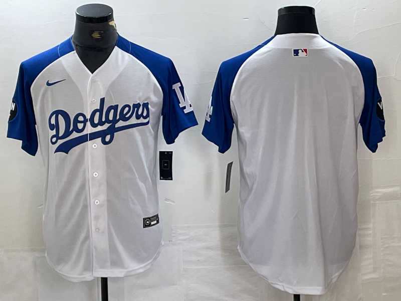 Men's Los Angeles Dodgers Blank White Blue Fashion Stitched Cool Base Limited Jerseys