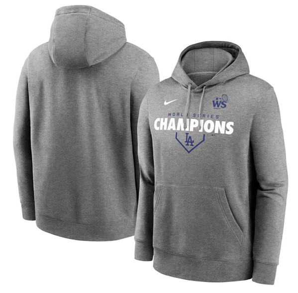 Men's Los Angeles Dodgers Heather Charcoal 2024 World Series Champions Pullover Hoodie