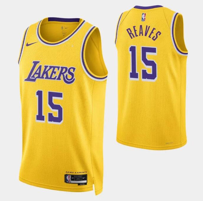 Men's Los Angeles Lakers # 15 Austin Reaves Gold NBA Jersey