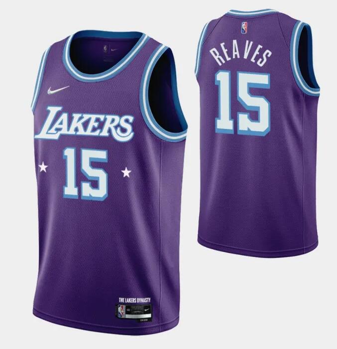 Men's Los Angeles Lakers # 15 Austin Reaves Purple Swingman NBA Jersey