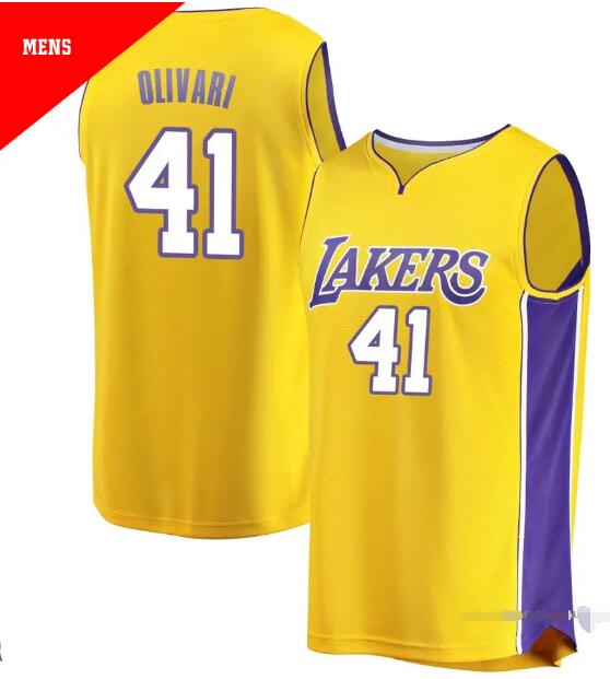 Men's Los Angeles Lakers #41 Quincy Olivari Gold yellow NBA Jersey