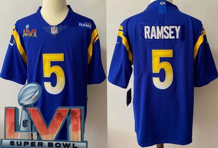 Men's Los Angeles Rams #5 Jalen Ramsey Limited Blue 2022 Super Bowl LVI Bound Vapor Jersey