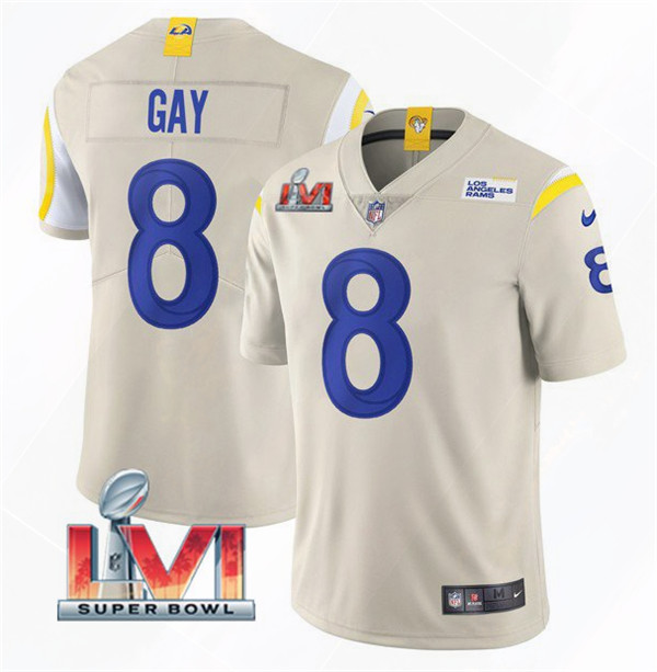 Men's Los Angeles Rams #8 Matt Gay 2022 Bone Super Bowl LVI Vapor Limited Stitched Jersey