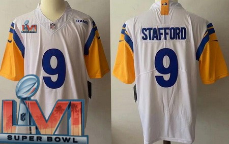 Men's Los Angeles Rams #9 Matthew Stafford Limited White Alternate 2022 Super Bowl LVI Bound Vapor Jersey