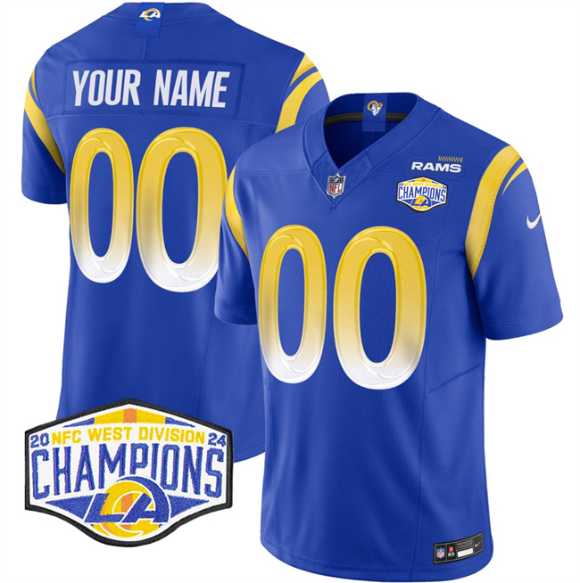 Men's Los Angeles Rams Active Player Custom Blue 2024 NFC West Champions F.U.S.E. Vapor Untouchable Stitched Football Jersey