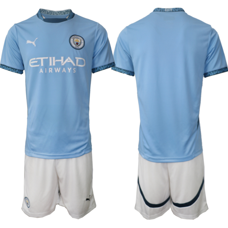 Men's Manchester City home blank 2024-25 Suit Soccer Jerseys