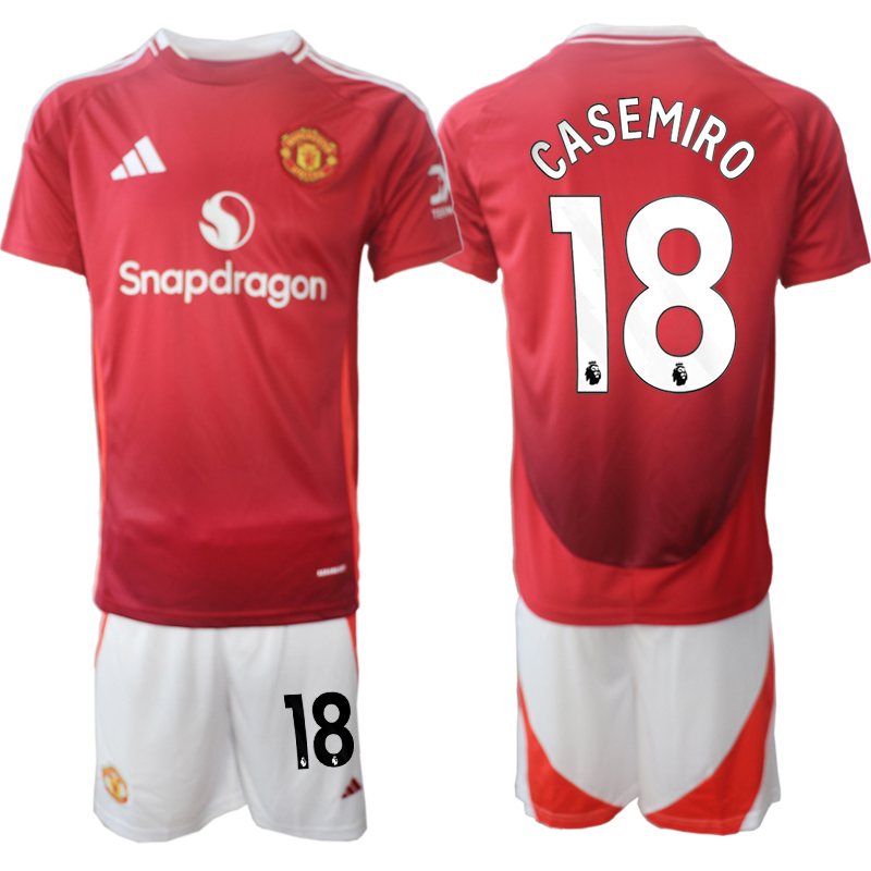 Men's Manchester United home 18# CASEMIRO 2024-25 Suit Soccer Jerseys