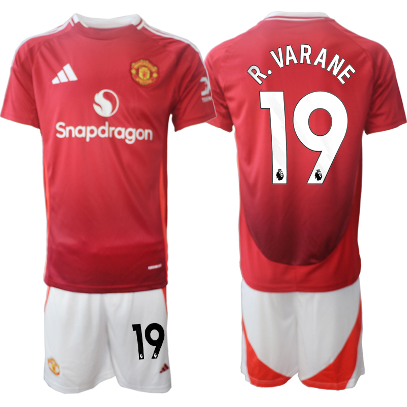 Men's Manchester United home 19# R.VARANE 2024-25 Suit Soccer Jerseys